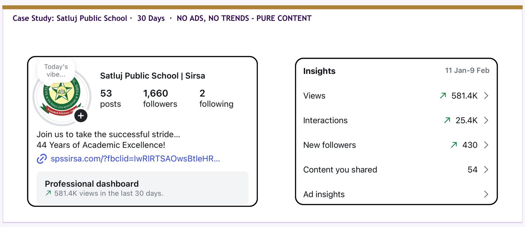 Satluj Public School Instagram insights